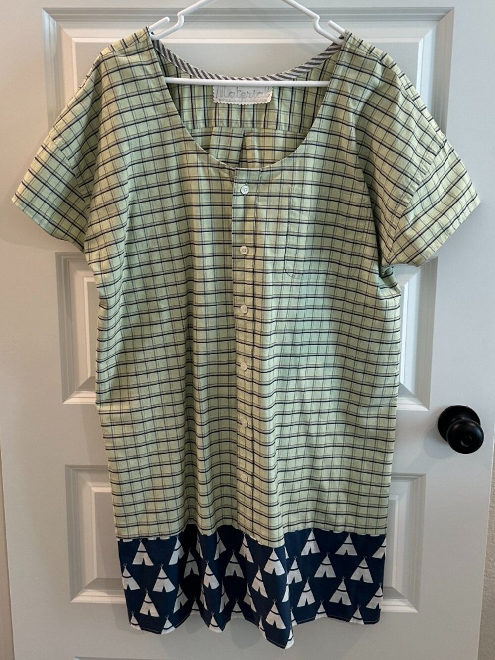 Handmade Artisan Dress Vintage Fabric Plaid Plus Size 1X/2X OOAK